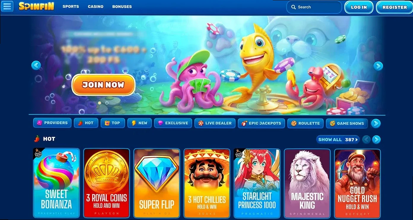 Spinfin Casino med betalingsmetoder