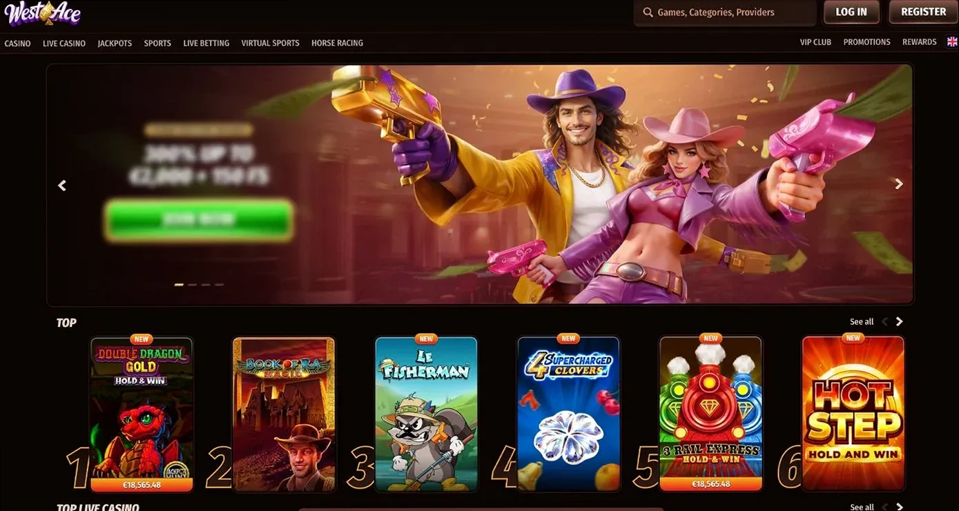 Westace Casino med populære slots